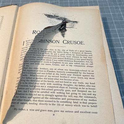 Book OLD!!! Late 1800's Page Missing ROBINSON Crusoe 