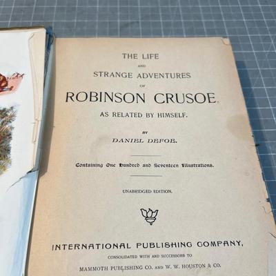 Book OLD!!! Late 1800's Page Missing ROBINSON Crusoe 