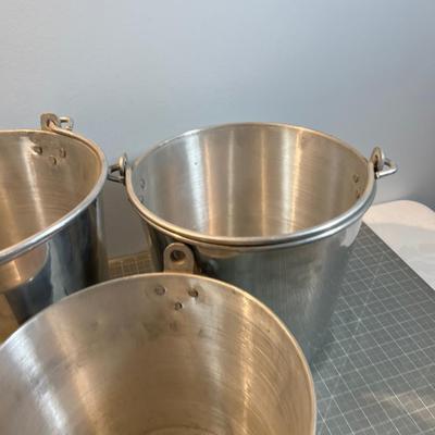 3 Actual Milk the Cow Buckets, Aluminum 