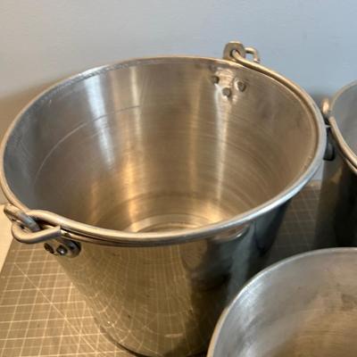 3 Actual Milk the Cow Buckets, Aluminum 