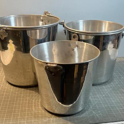 3 Actual Milk the Cow Buckets, Aluminum 