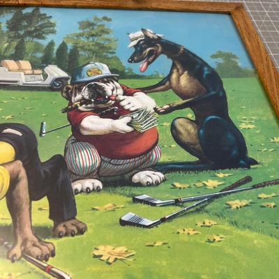 Dogs Playing Golf Framed 