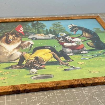 Dogs Playing Golf Framed 