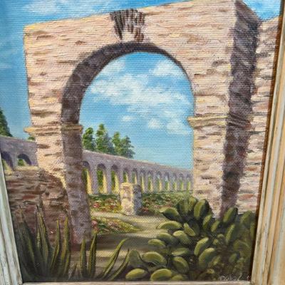 Oil on Board, Original Cloister at the San Diego Mission 