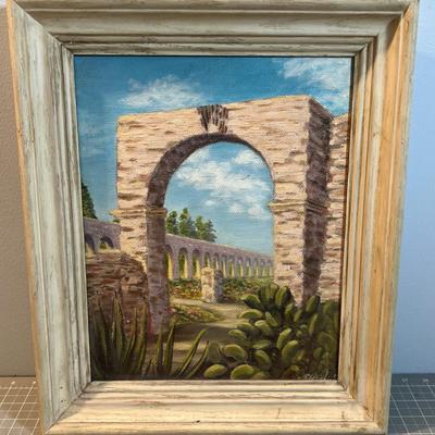 Oil on Board, Original Cloister at the San Diego Mission 