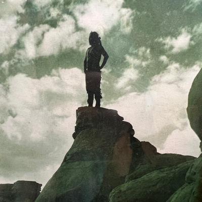 Old 1920 Great Northern Railroad Print, Black Foot Native in GLACIER 