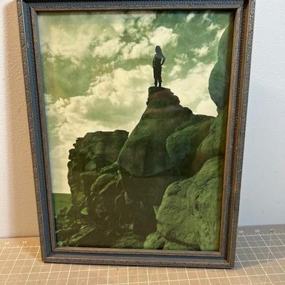 Old 1920 Great Northern Railroad Print, Black Foot Native in GLACIER 