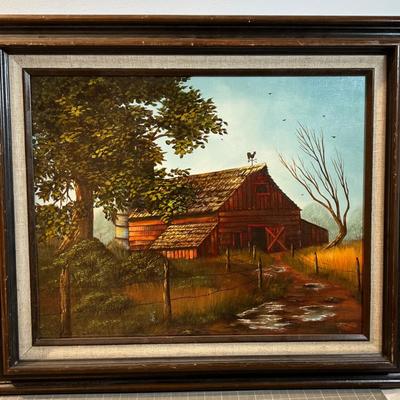 Red Barn, by Lila Webb Frame, Oil on Canvas 