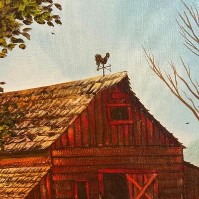 Red Barn, by Lila Webb Frame, Oil on Canvas 
