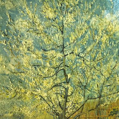 Van Gough PRINT Framed 1960's Peach Tree in Bloom.
