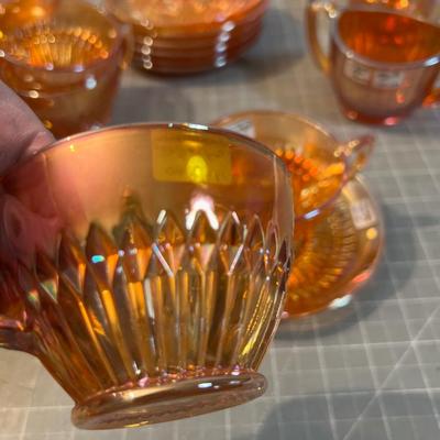Big Marigold Glass, Cup, Sauces and Sugar Bowl 