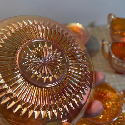 Big Marigold Glass, Cup, Sauces and Sugar Bowl 