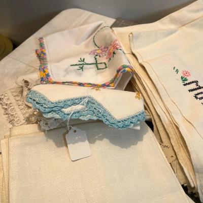 LINENS, Mostly Hand Crafted, Vintage Doilies etc. 