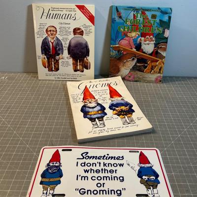 Gnomes: Books and a Plate (Wall Plaque) 