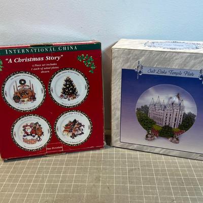 Temple and Christmas plates 