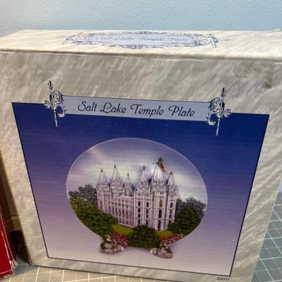 Temple and Christmas plates 