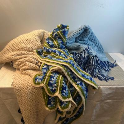 3  Afghans Coverlet and throws