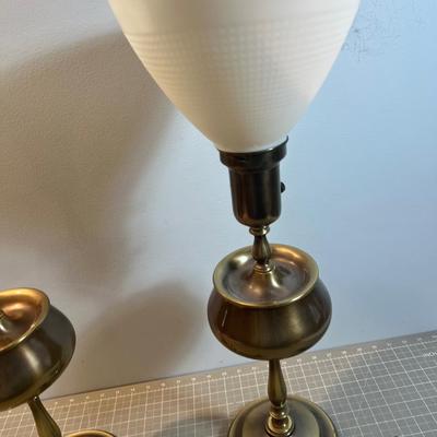 2 Bronze Color Metal Table Lamps 