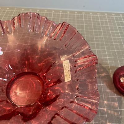 2 Lovely Pieces of Cranberry Fluted Bowl 