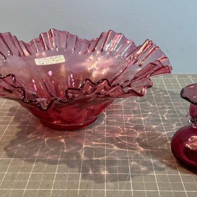 2 Lovely Pieces of Cranberry Fluted Bowl 