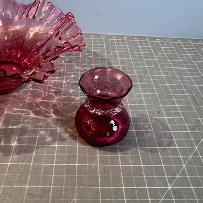 2 Lovely Pieces of Cranberry Fluted Bowl 