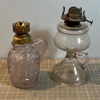 2 Antique Oil Lamps NO SHADE