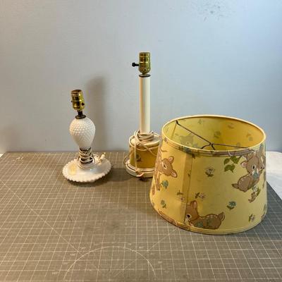 Bed Side Lamps Milk Glass and Baby.