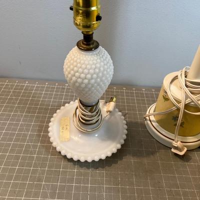 Bed Side Lamps Milk Glass and Baby.