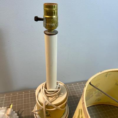 Bed Side Lamps Milk Glass and Baby.