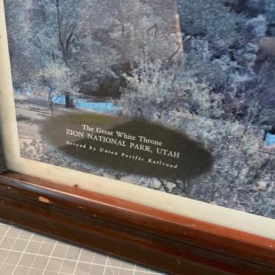 Zions Great White Thrown Framed Print by UNION PACIFIC Rail Road. 