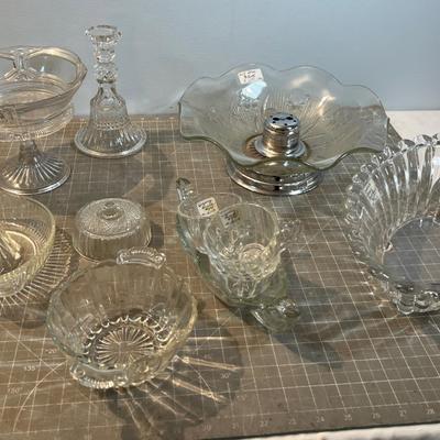 Large Lot of Clear Glass Including the Iris and Herringbone Nut Dish with the Nutcracker
