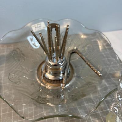 Large Lot of Clear Glass Including the Iris and Herringbone Nut Dish with the Nutcracker