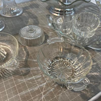 Large Lot of Clear Glass Including the Iris and Herringbone Nut Dish with the Nutcracker