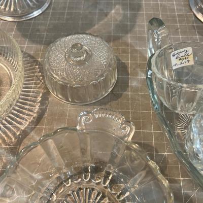 Large Lot of Clear Glass Including the Iris and Herringbone Nut Dish with the Nutcracker