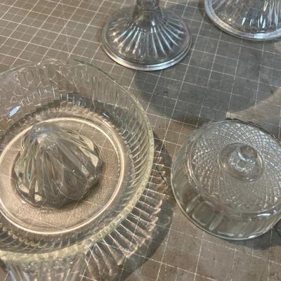 Large Lot of Clear Glass Including the Iris and Herringbone Nut Dish with the Nutcracker