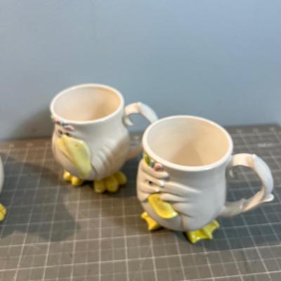 Fitz & Floyd Tea Pot and Cups Goony Bird VINTAGE!
