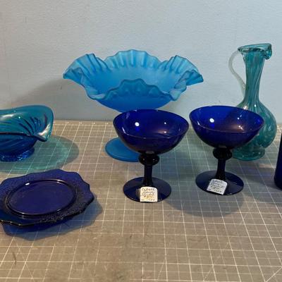 Lot of Blue Glass, Vintage 