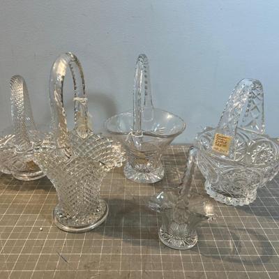 Large Lot of Glass Brides Basket - Tisket Tasket