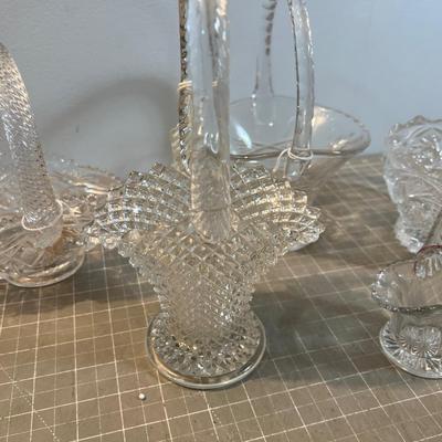 Large Lot of Glass Brides Basket - Tisket Tasket