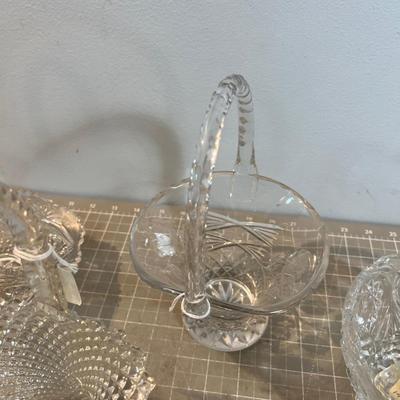 Large Lot of Glass Brides Basket - Tisket Tasket