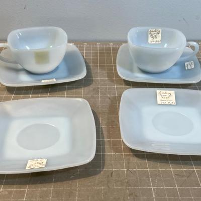 Darling Charm Azurite Fire King Cup 2 & 4 Saucers 