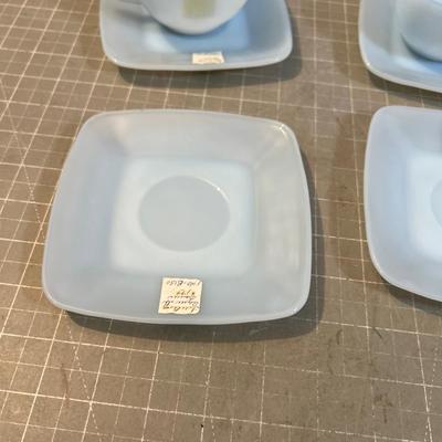 Darling Charm Azurite Fire King Cup 2 & 4 Saucers 