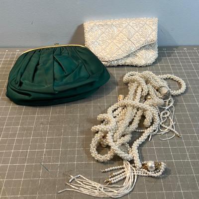 Vintage Satin and Beaded Purses for Fine Evening Ware for the Ladies