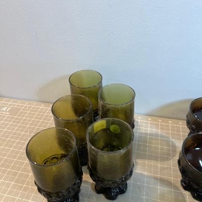 Smokey HOT!!  Franciscan Madera Smoked Gray and Avocado GLASS 5 in each set