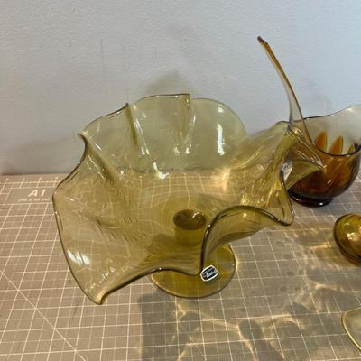 Swung Glass AMBER Fostoria Hawaiian Pitcher 