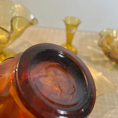 Swung Glass AMBER Fostoria Hawaiian Pitcher 