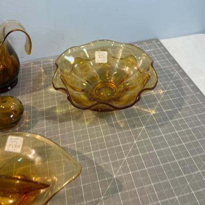 Swung Glass AMBER Fostoria Hawaiian Pitcher 