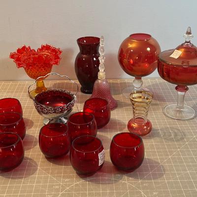 RED Glass Mixed Types, and Styles. 
