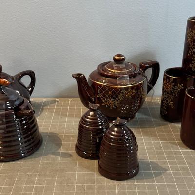BROWN Stoneware, Honey Pot, Tea Pot etc.