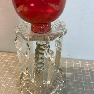 Cranberry Glass Candle Lantern 